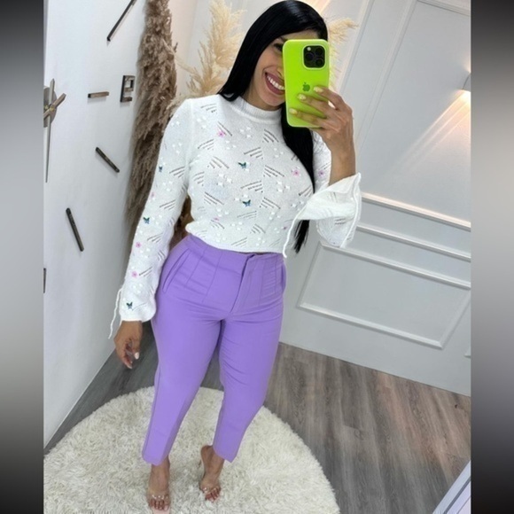 ZARA Floral knit sweater ecru 4331/173 - Picture 2 of 9